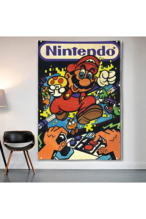 Super Mario Nintendo Wall Covering Wall Tapestry First Quality Satin Fabric Poster