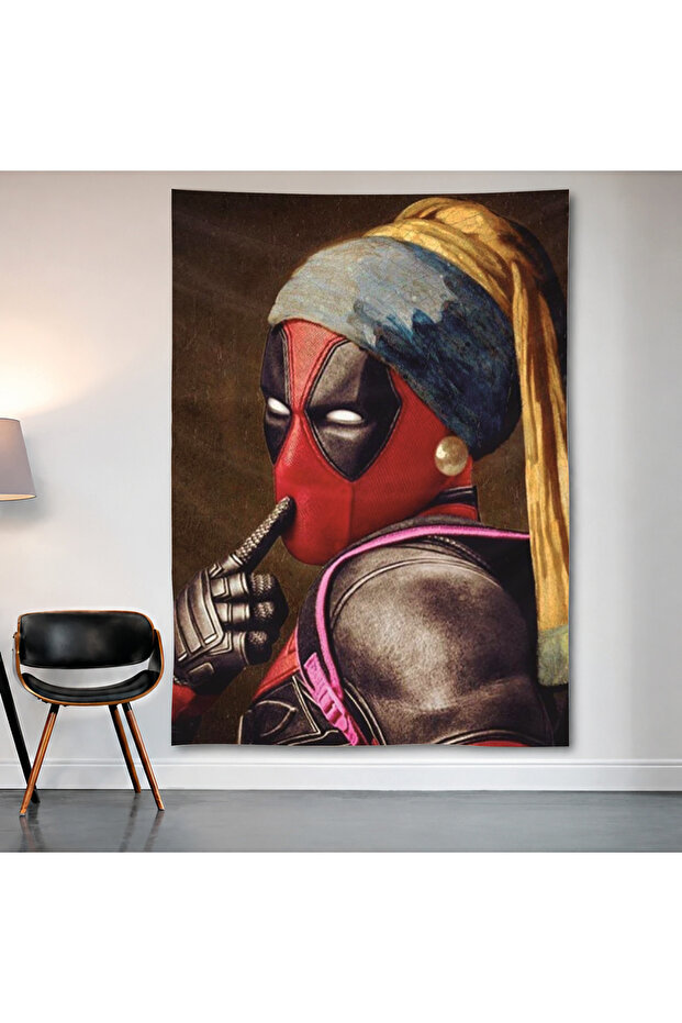 Deadpool – Girl with a Pearl Earring Wall Covering Wall Tapestry First Quality Satin Fabric Poster