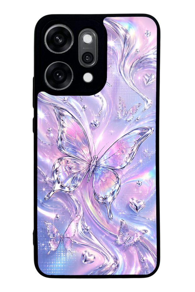 Oppo Reno 14 Pro Iridescent Dream Butterfly Design Glossy Phone Case