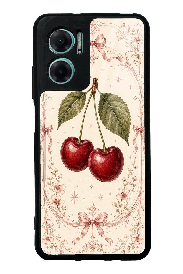Xiaomi Redmi Note 11E Glossy Phone Case with Vintage Cherry Blossom Design