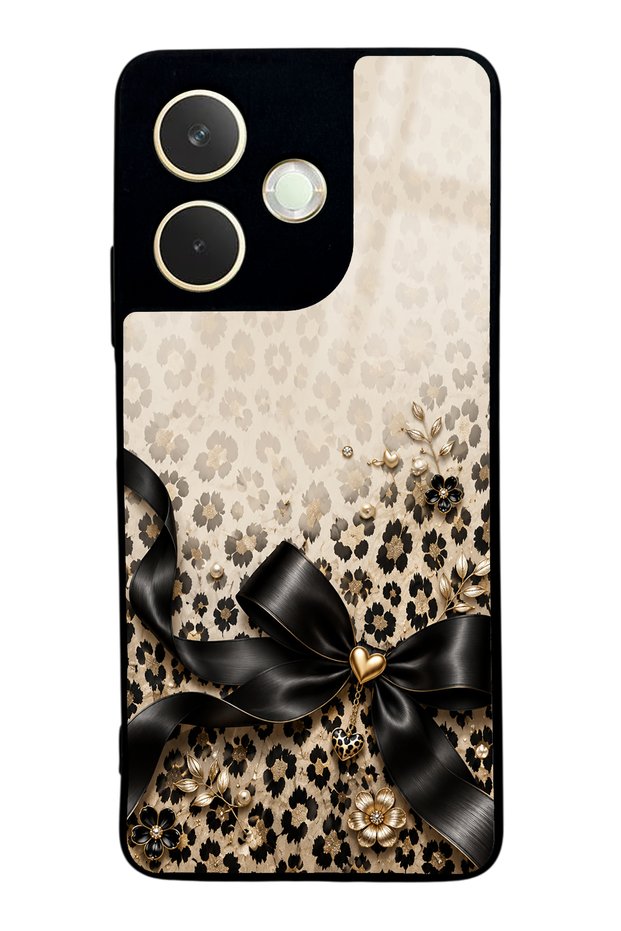 Oppo A5 Pro Golden Leopard Bow Design Glossy Phone Case