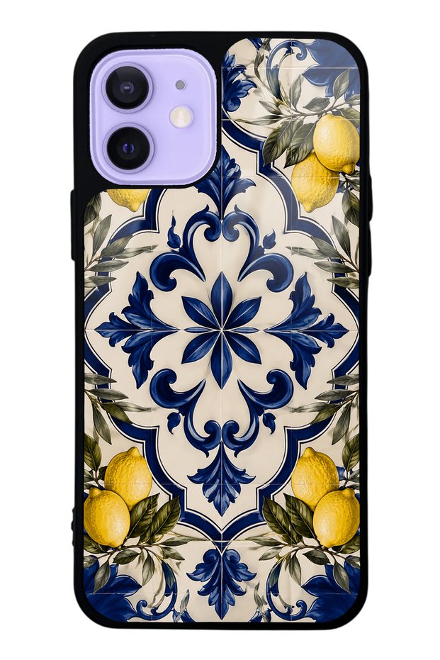 iPhone 12 Royal Lemon Mosaic Design Glossy Phone Case