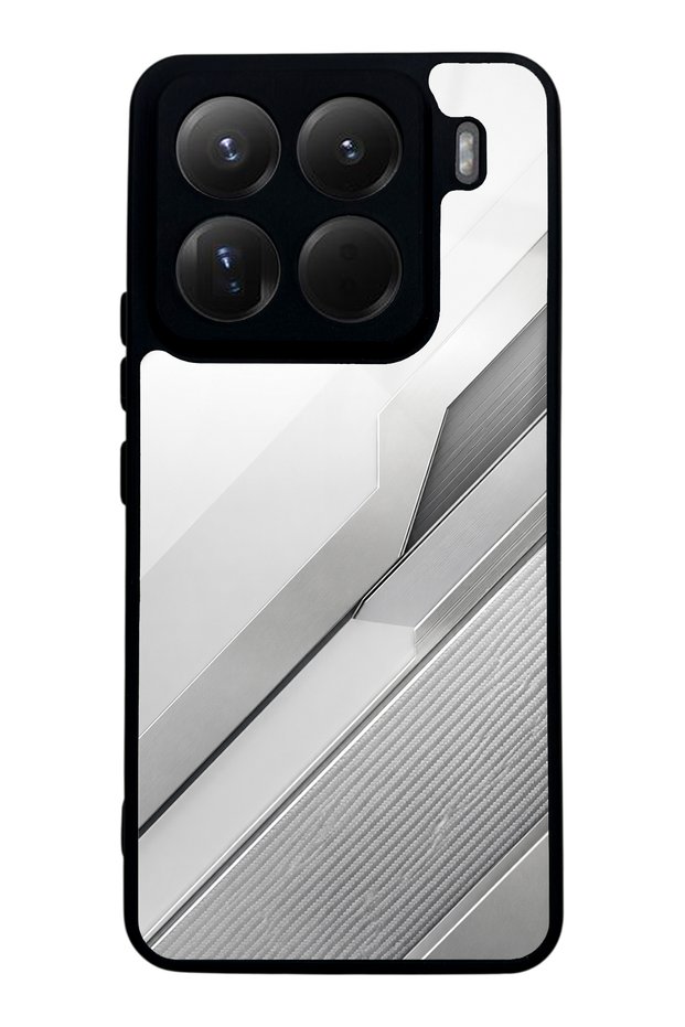 Xiaomi 15Pro Silver Titanium Edge Design Glossy Phone Case