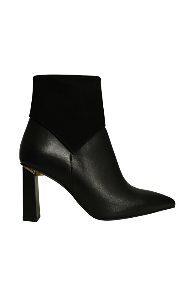 Black Leather Women's Heeled Boots