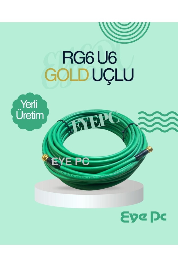 كابل هوائي للأقمار الصناعية RG6 / U6 بطول 22 مترًا باللون الأخضر