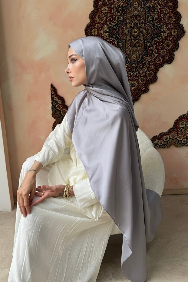 Gray Kobe Satin Evening Dress Shawl