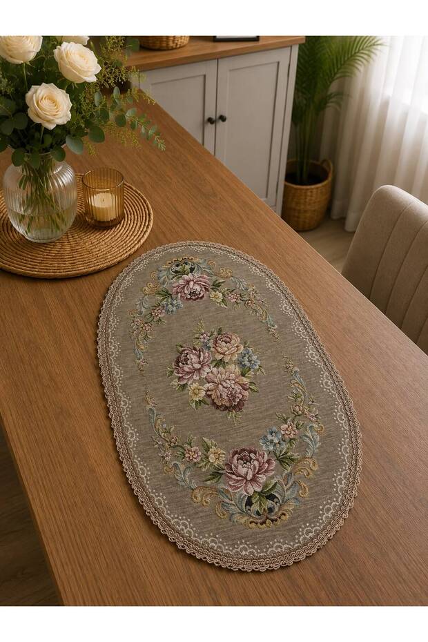 غطاء طاولة القهوة البيضاوي من رويال بوكيت شونيلي مقاس 40x60