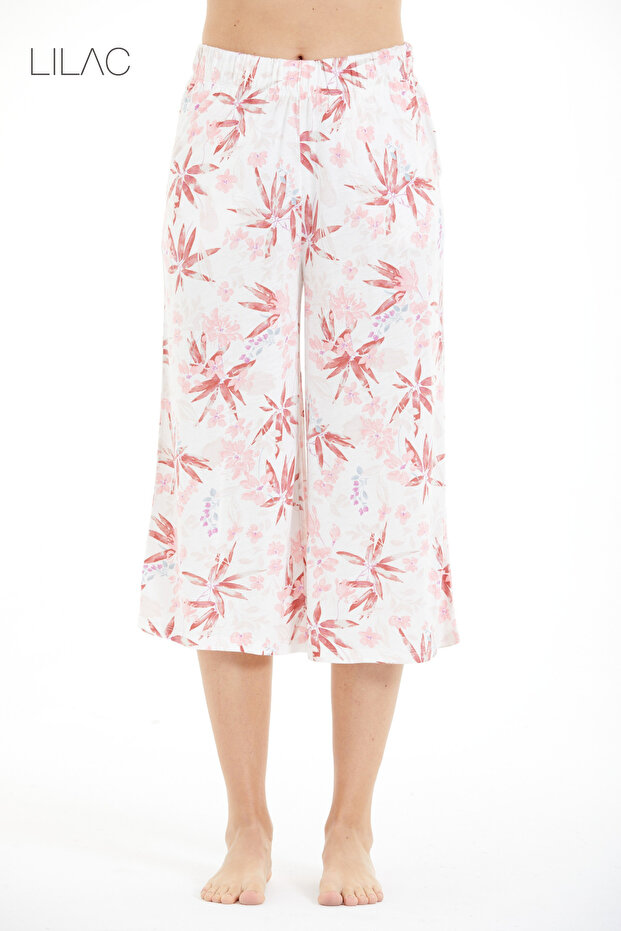 Women's 100% Viscose Floral Patterned Pajama Bottoms Capri