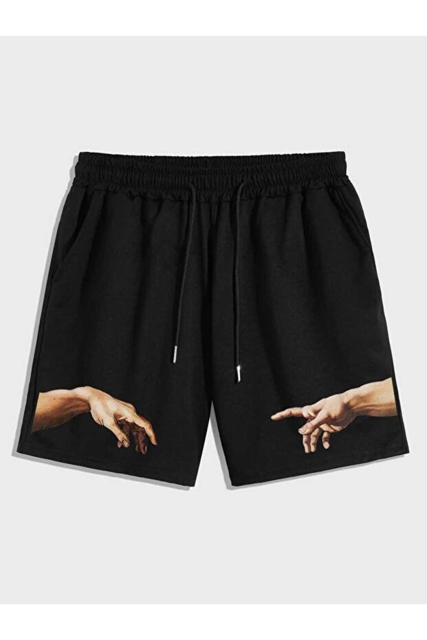 Unisex Oversize Relaxed Fit High Waist Special Design Printed Summer Shorts