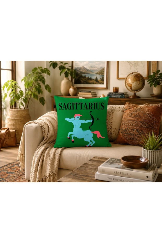 غطاء وسادة مزخرف مقاس 43 × 43 سم بنمط برج القوس (ساجيتاريوس) غطاء وسادة أريكة مزخرف بتصميم برج القوس لديكور المنزل الحديث