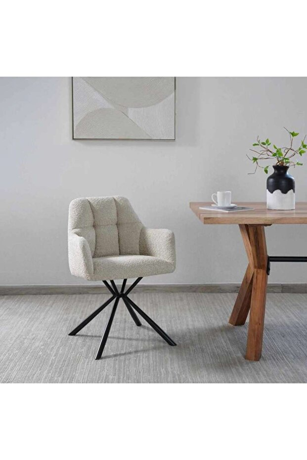 CORINA DINING CHAIR - BEIGE BLACK