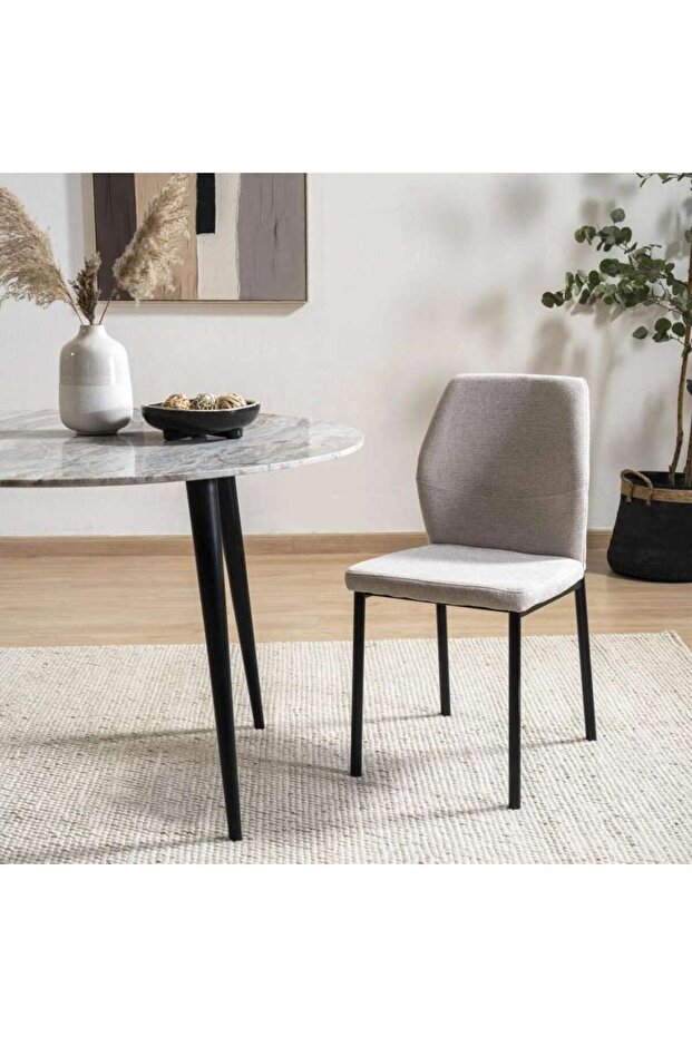HALSEY DINING CHAIR - BEIGE AND BLACK