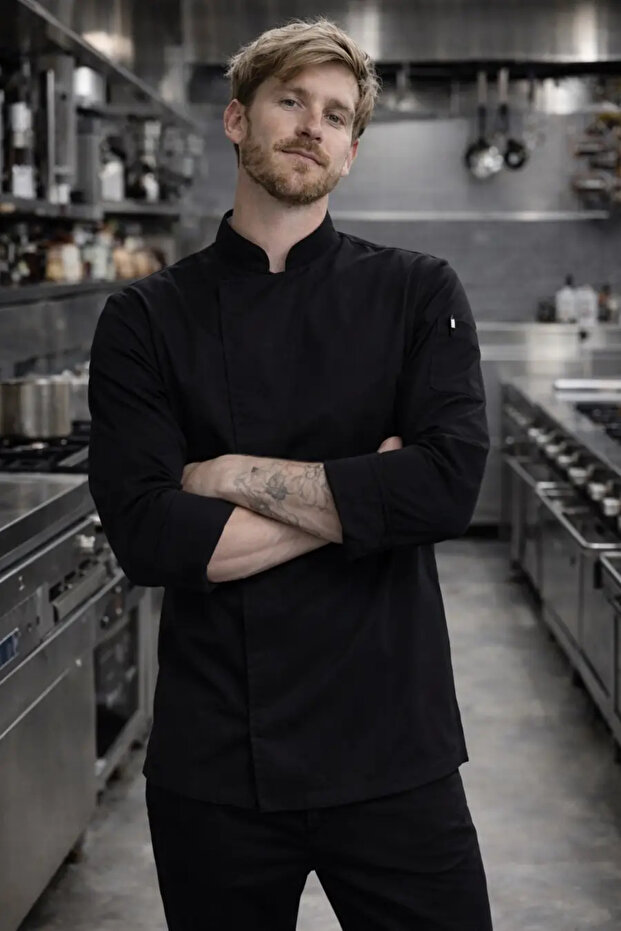 Hakim Classic Chef Jacket with Collar and Cuff Sleeves