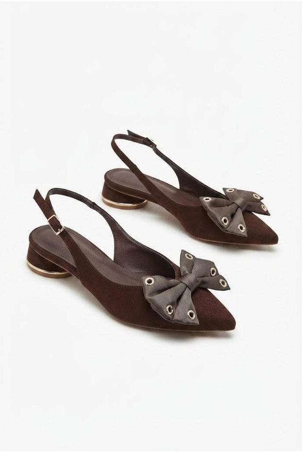 129-2307 Satin Sequin Bow Detailed 2.5 cm Heel Height Women's Shoes