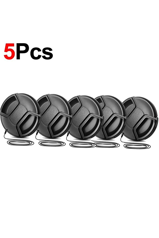 55mm 5Pcs 49/52/55/58/62mm Camera Lens Caps with Lanyard Anti-scratch Anti-lost Front Lens Protector