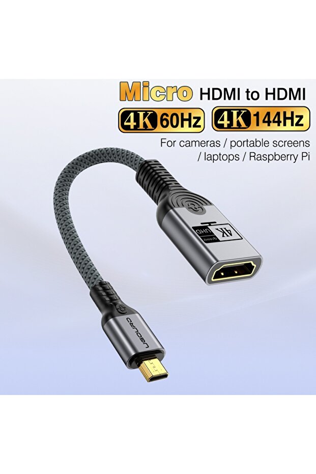 Micro HDMI to HDMI 4K@144Hz UHD Mini HDMI / Micro HDMI to HDMI Female Adapter High Speed Cable Conve