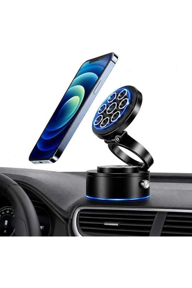 Vacuum Magnetic Car phone Holder for Dashboard, Magnetic Phone Mount, 360° Rotating Foldable Mobile Holder,