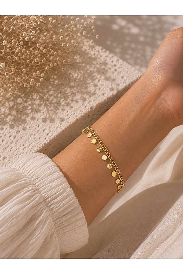 Modern Design Dangle Figure Chain Bracelet - Gold Color Elegant Jewelry