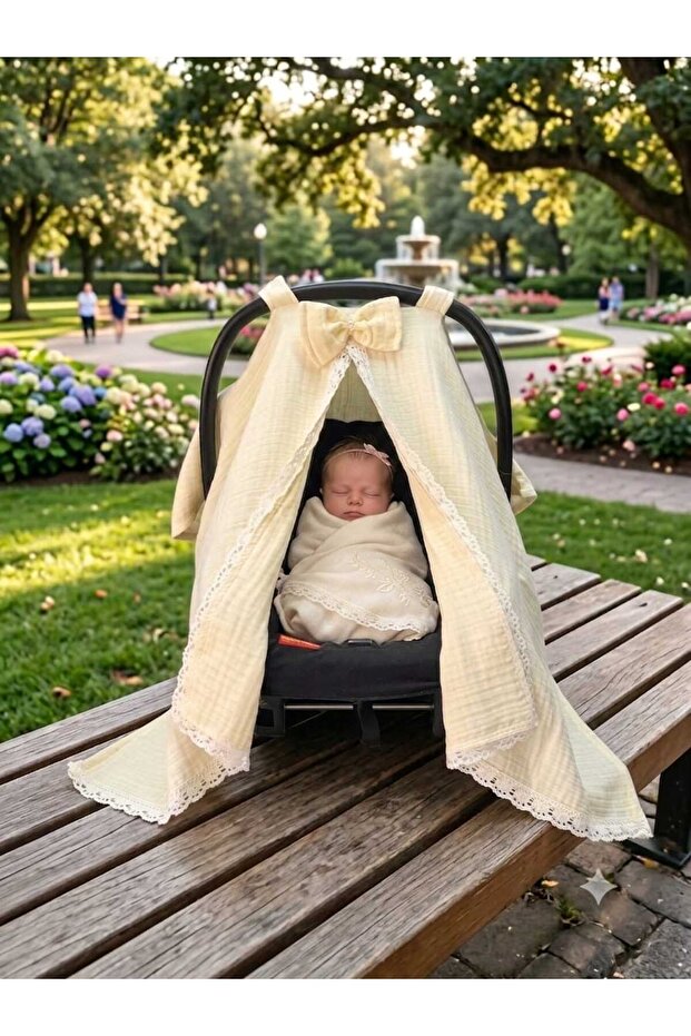 4-Layer Muslin Fabric Stroller Cover (Stroller Is Not Included)