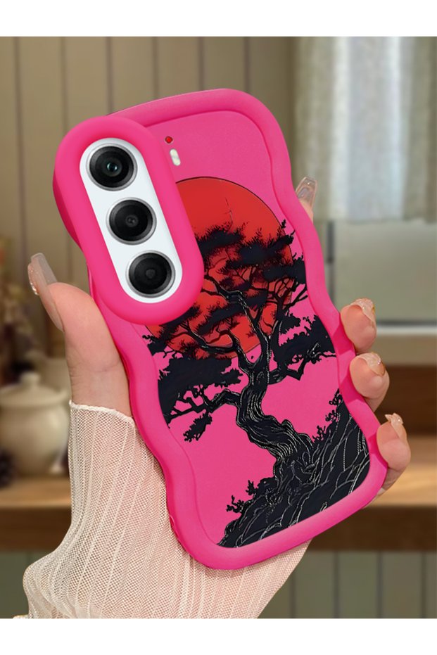Tecno Camon 40 Compatible Case Camera Protector Red Silicone Couple Phone Case Tree Pattern