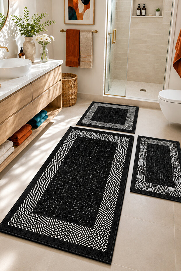 Connexion 60X100 50X60 50X60 Non-Slip Base 3-Piece Bathroom Mat Set
