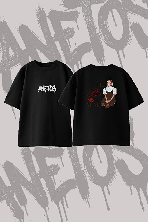 Ariana Grande Boy Design Back Printed Cotton Black Oversize T-Shirt