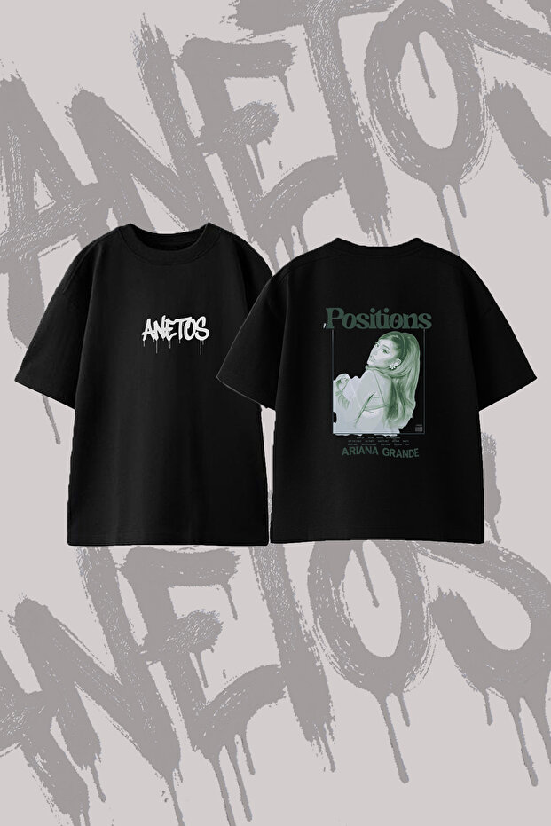 Ariana Grande_115 Design Back Printed Cotton Black Oversize T-Shirt