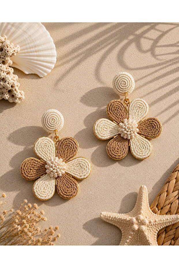Women's Earrings Wicker Design Handmade