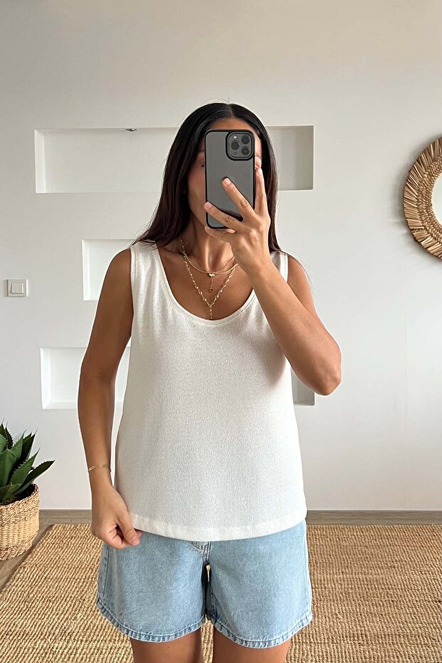 White Mercerized Tank Top