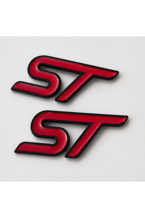 St Red Black 3D Car Emblem – 2 Pieces for Fender and Trunk