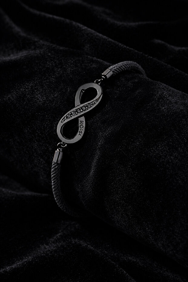 Gift for Lover: Black Bracelet with Infinity Figure