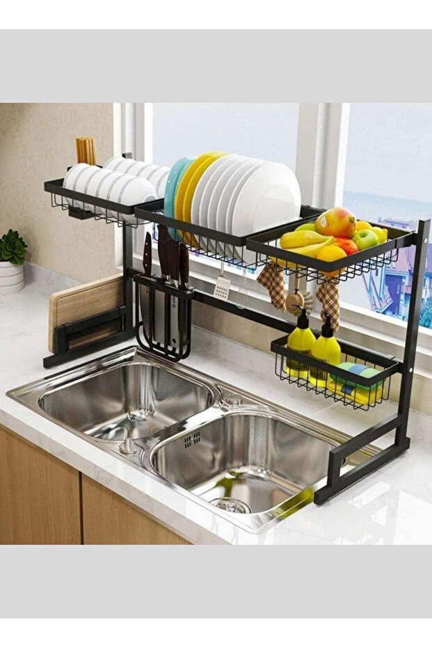 Dish Drying Rack Over The Sink For Kitchen, 2 Tier Stainless Steel Kitchen Counter Top Organizer