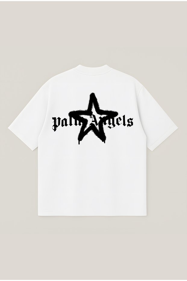 Palm Angels Star Edition Printed Oversize Boxy Cut Unisex 100% Cotton Tshirt | Streetwear
