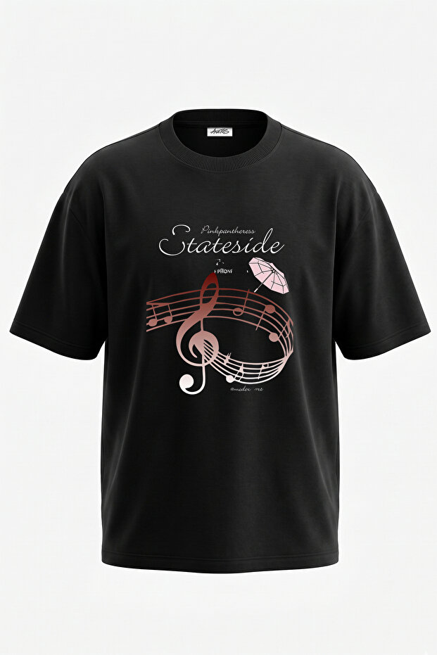Pinkpantheress Stateside Design Printed Oversize Black T-Shirt