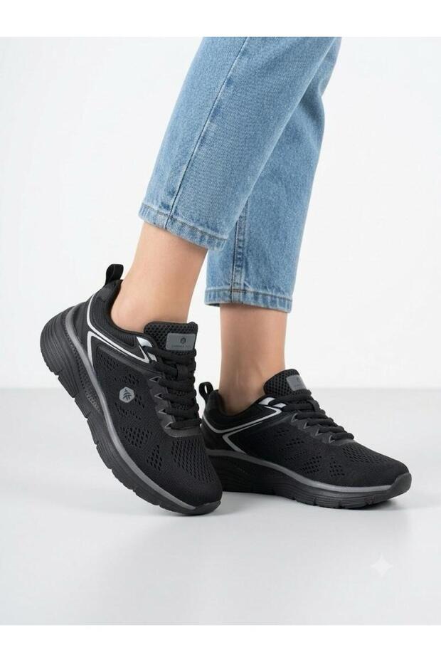 Women's Black Sneaker Ultra Comfortable Orthopedic Sole Walking Running Shoes