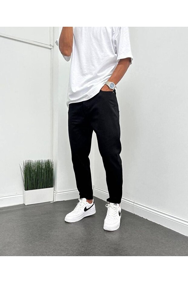 Men's New Season Full Lycra Black Washed Boayfrend Pants 2026