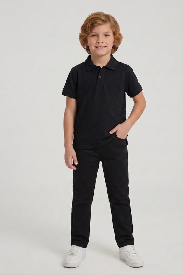 Children's Unisex Cotton Polo Collar Short Sleeve School Uniform T-Shirt (Back to School)