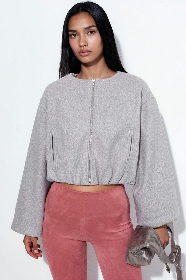 Busem Short Gabardine Jacket with Zipper and Pockets
