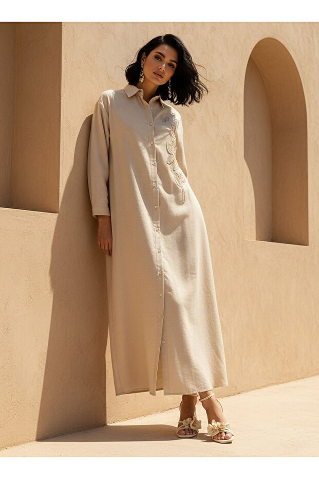 EMBROIDERED LINEN DRESS
