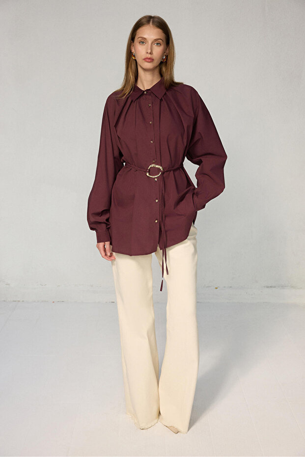 GOLD BUTTONED POPLIN SHIRT