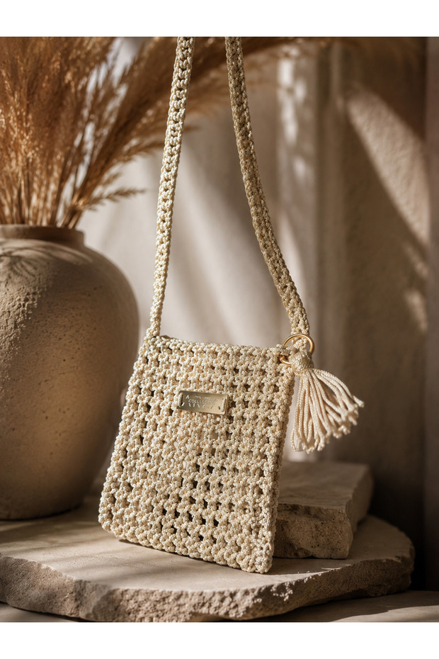 Arza Mini Bag Hand Knitted Glittery Side Hanging Bag