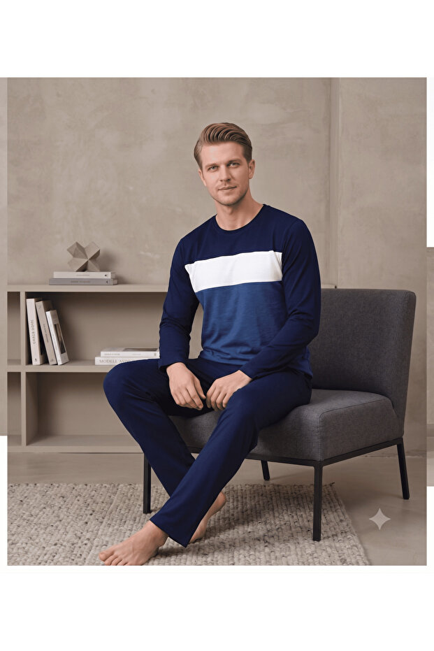 Combed Cotton Single Jersey (Thin) Long Sleeve Men's Pajama Set