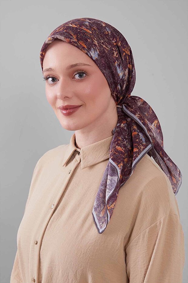 وشاح من الحرير والقطن بنمط زهور ريترو من مينزون