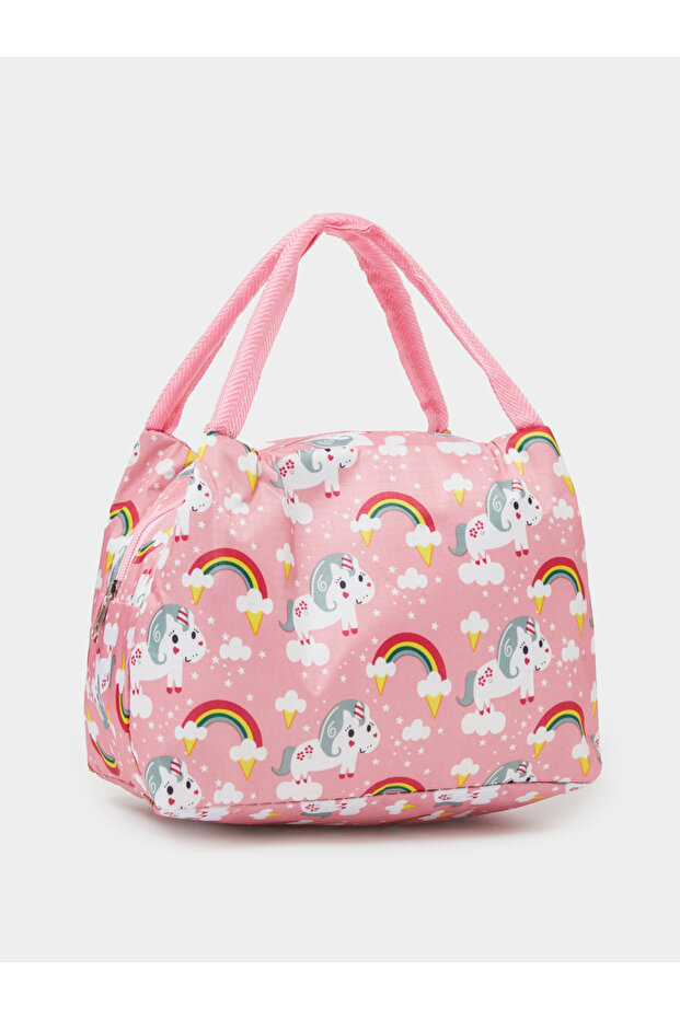 Girls Pink Graphic Print Lunch Bag