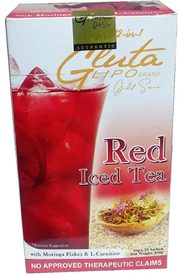 Gluta Lipo 12 in 1 Gluta-Lipo Gold Series Red Iced Tea - 25 Grams, 10 Sachets