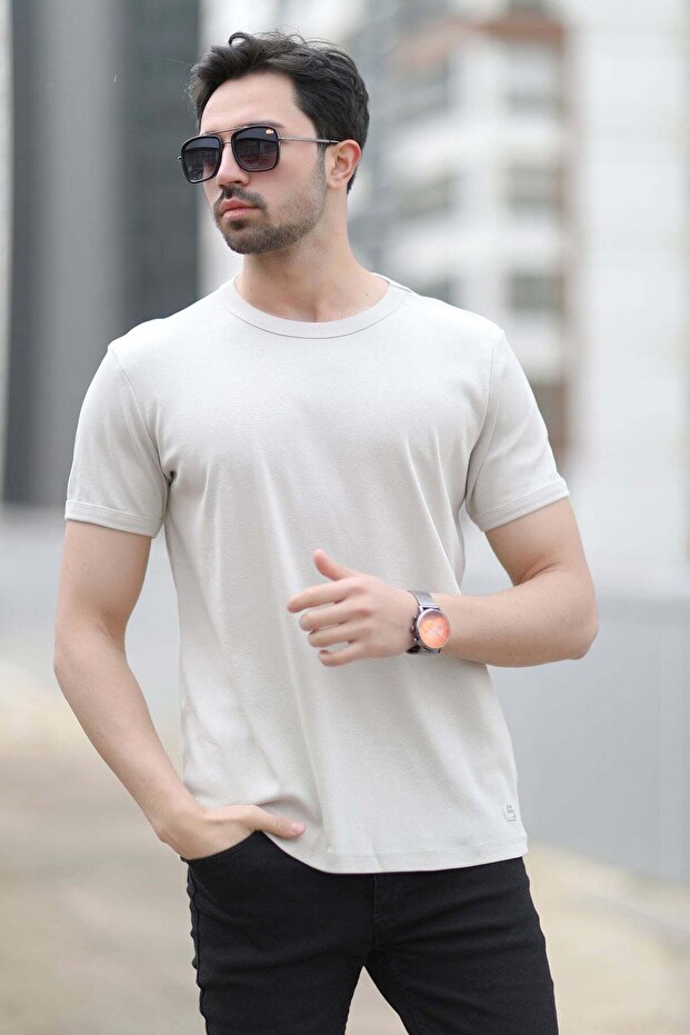 Men's crew neck ribbed cotton t-shirt