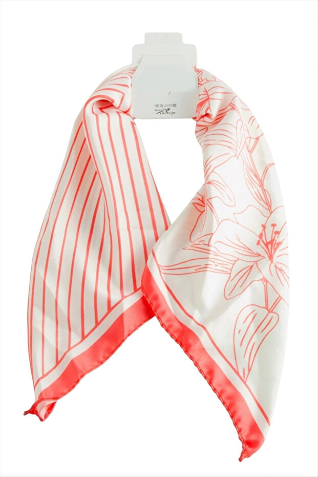 Floral Patterned Zr Satin Scarf 50*50 cm