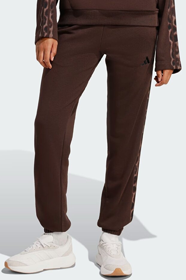 Seasonal Essentials Leopard Print French Terry Pants with 3-Stripes Eşofman Altı