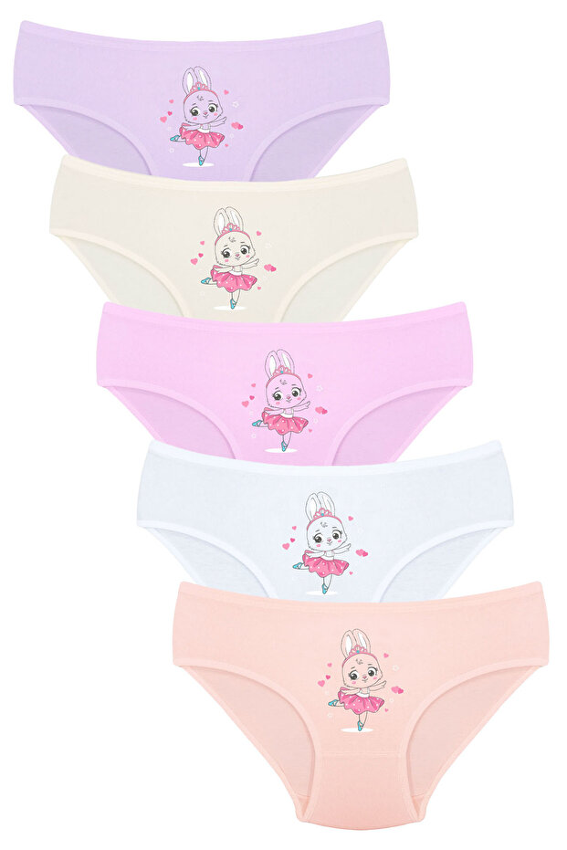 Onurel 5-Pack Cotton Girls' Rabbit Lycra Panties