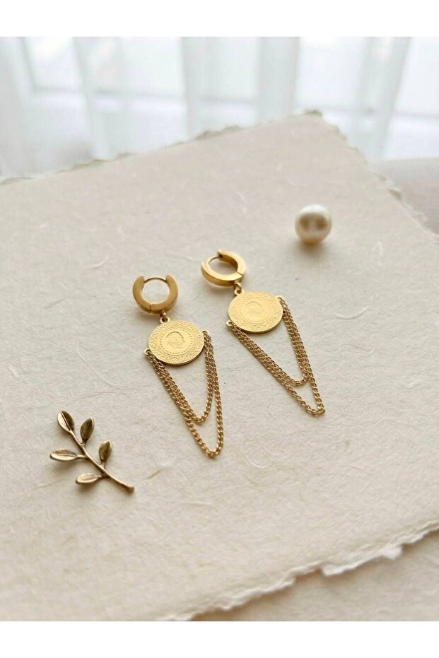 Steel Quarter Dangle Earrings